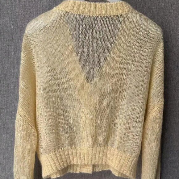 Yellow Casual Women's Sequin detailed Button down knit Cardigan - Picture 2 of 3